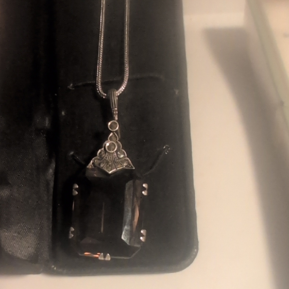 Black and Silver Geometric Pendant Necklace